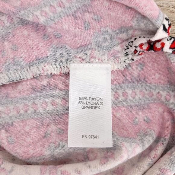 J. Jill Wearever Red Floral Scoop Neck Cap Sleeve Top - Picture 8 of 9